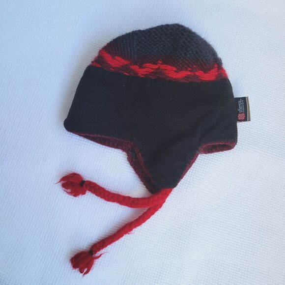 SHERPA ADVENTURE GEAR Tashi Wool Knit Beanie Hat OS Chullo Lined Gray Maroon Red - Picture 4 of 7